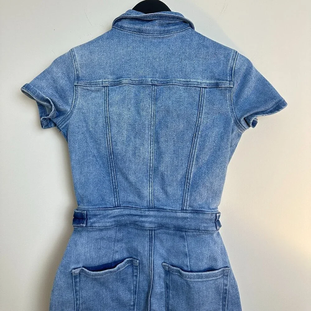 GOOD AMERICAN Fit for Success Denim Utility Dress Denim Medium Blue Size Small - Picture 8 of 16